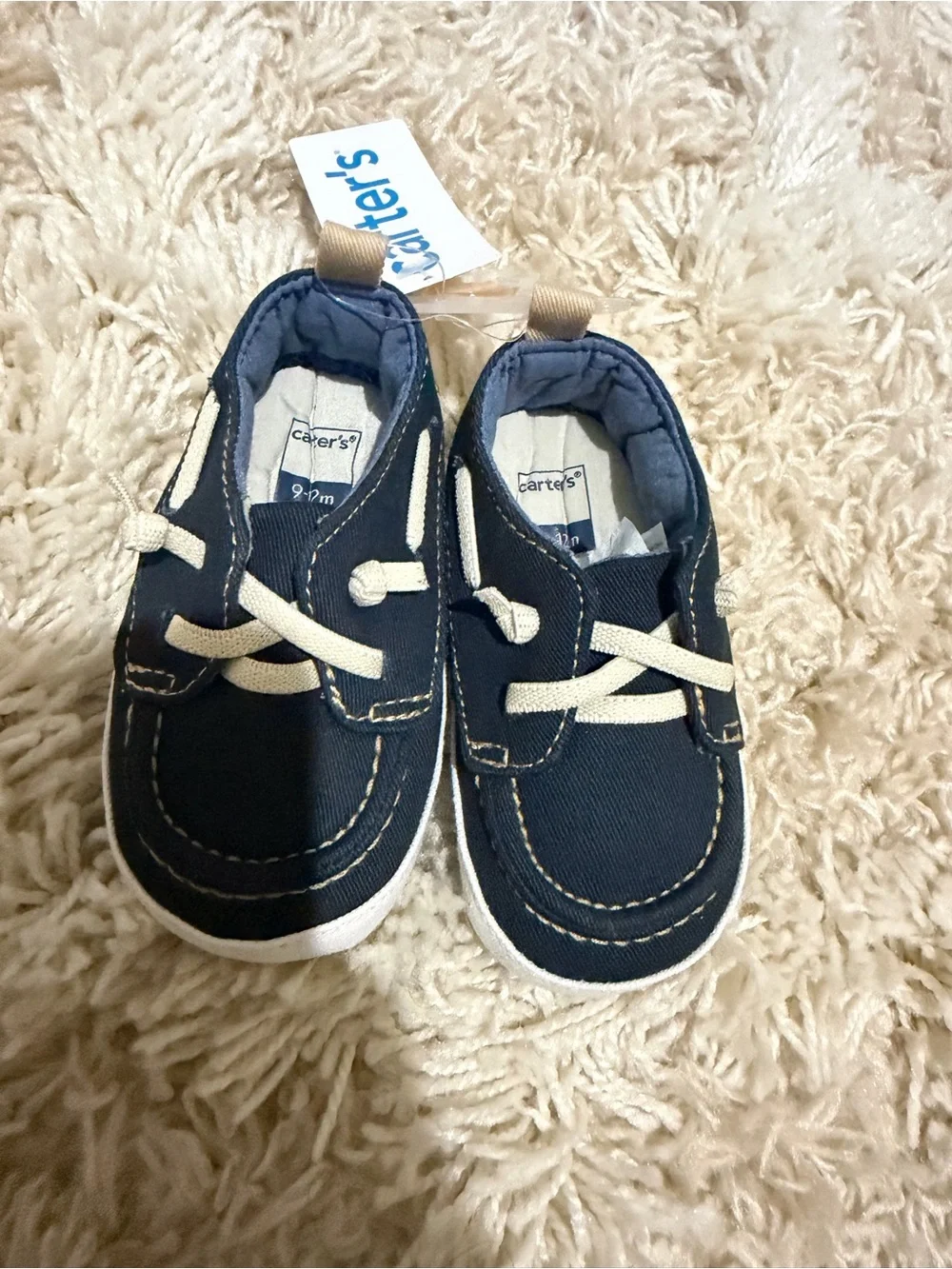 Carter's Navy and Cream Canvas Slip-On Boat Shoes for Baby